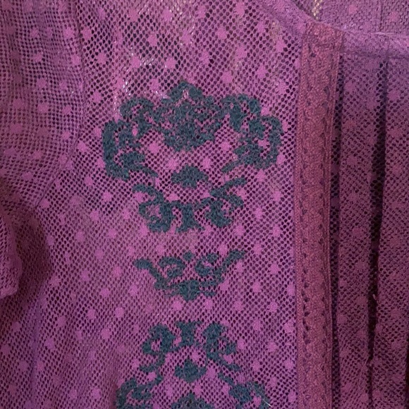 Free People Maroon Lace 3/4 Sleeve Top Sz XS - Picture 2 of 7